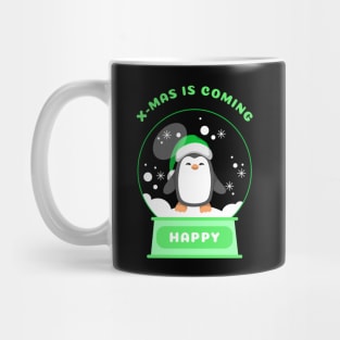 Xmas is Coming Happy Penguin (Green) Mug